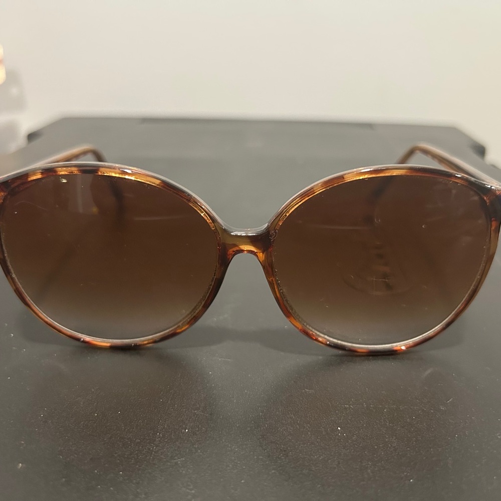 Brown Oversized Sunglasses with Metallic Accents